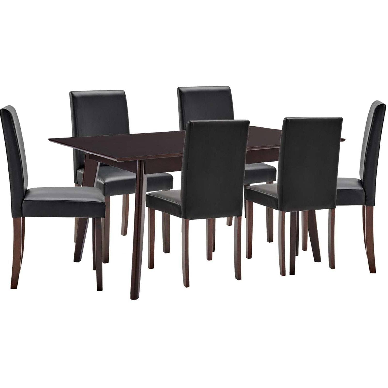 7 Piece Faux Leather Dining Set Cappuccino Black N84317