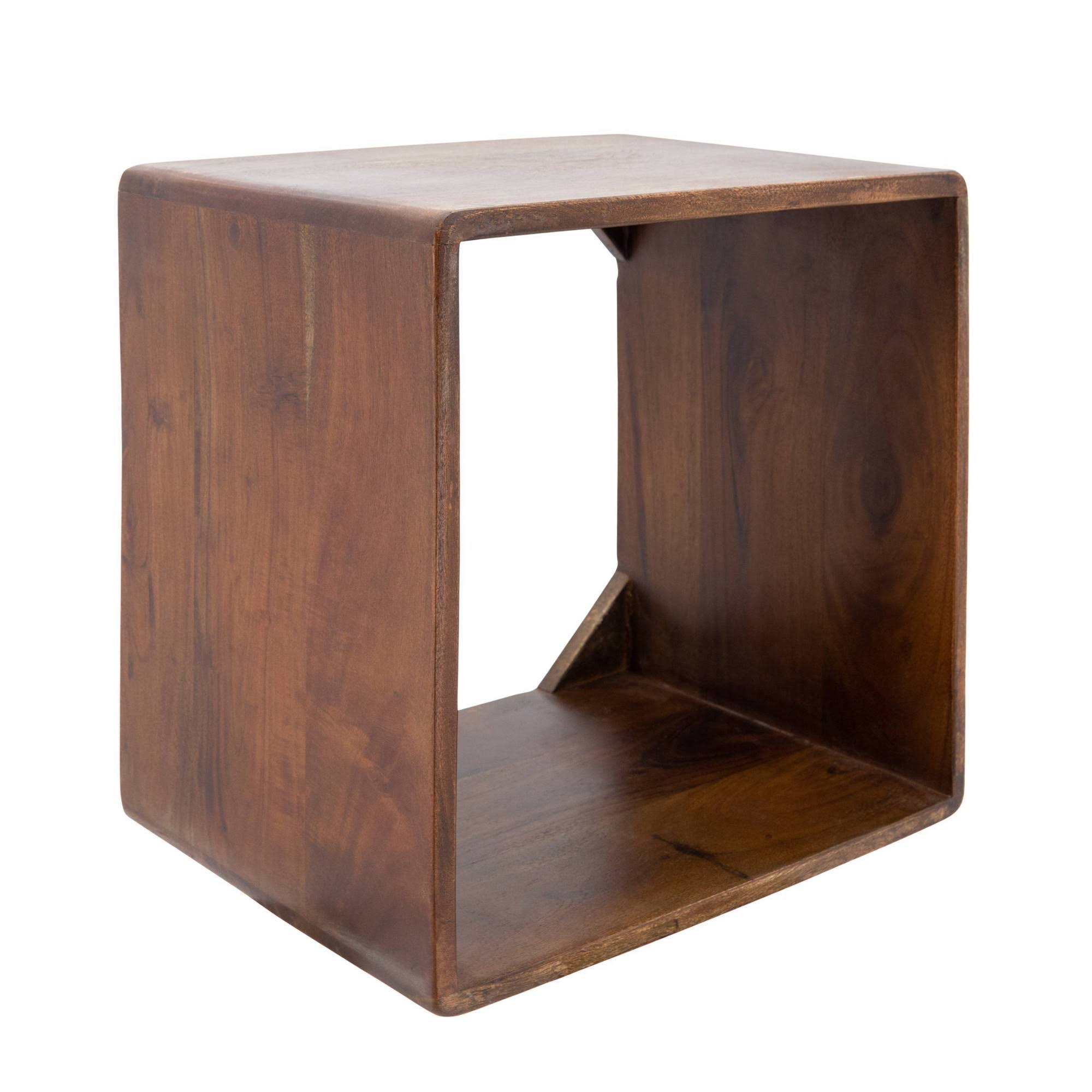 Brown Wood Cube Side Table Set of 2 V2955