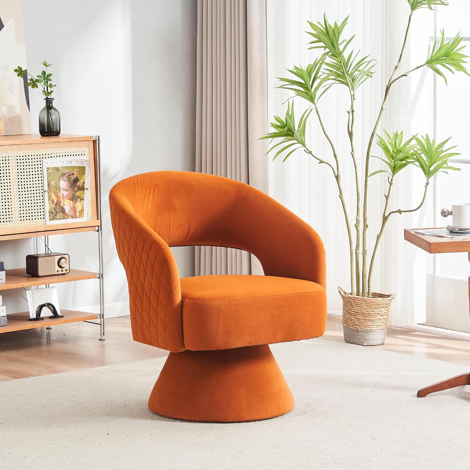 Green Velvet Swivel Barrel Chair N3914