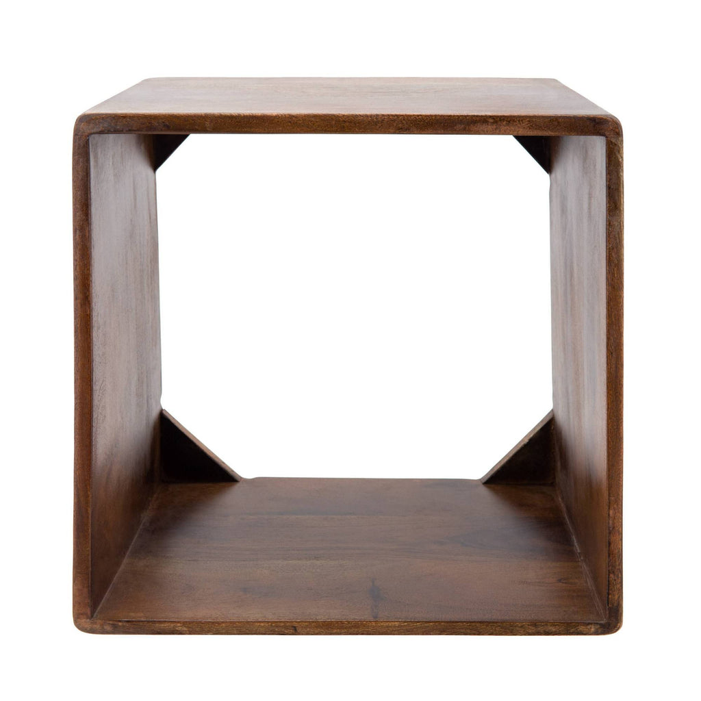 Brown Wood Cube Side Table Set of 2 V2955