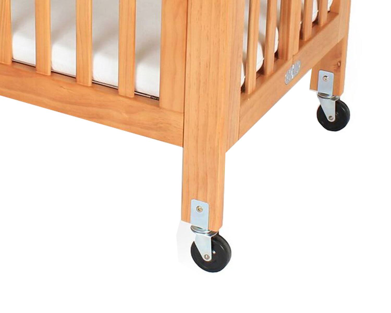 Slatted Foldable Wood and Metal Crib Natural Brown A933987