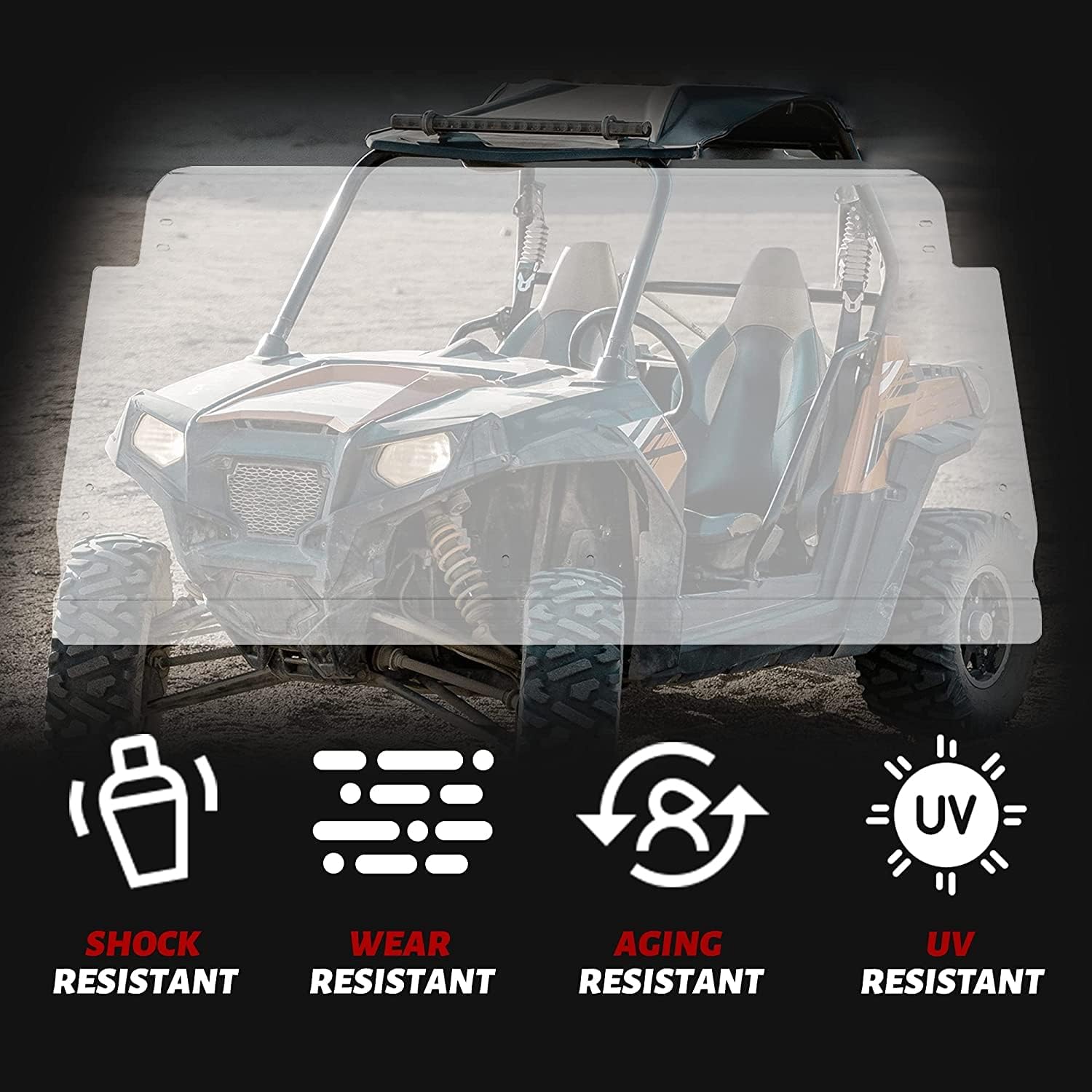 Scratch Resistant 3-in-1 Flip Clear Windshield U673