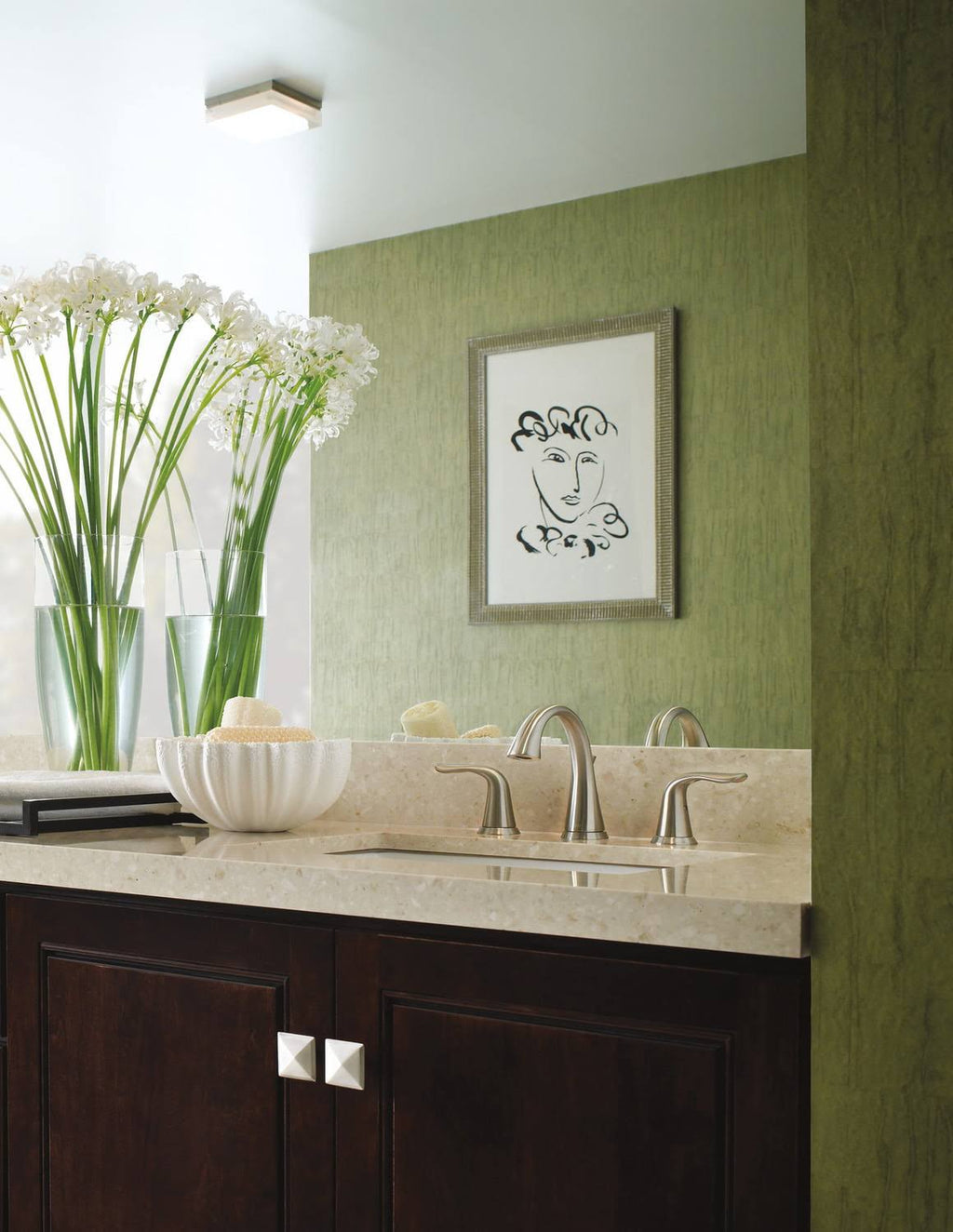 Stainless Two Handle Widespread Bathroom Faucet M648