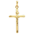 14k Yellow Gold Hollow 3d Crucifix Pendant Necklace K57911