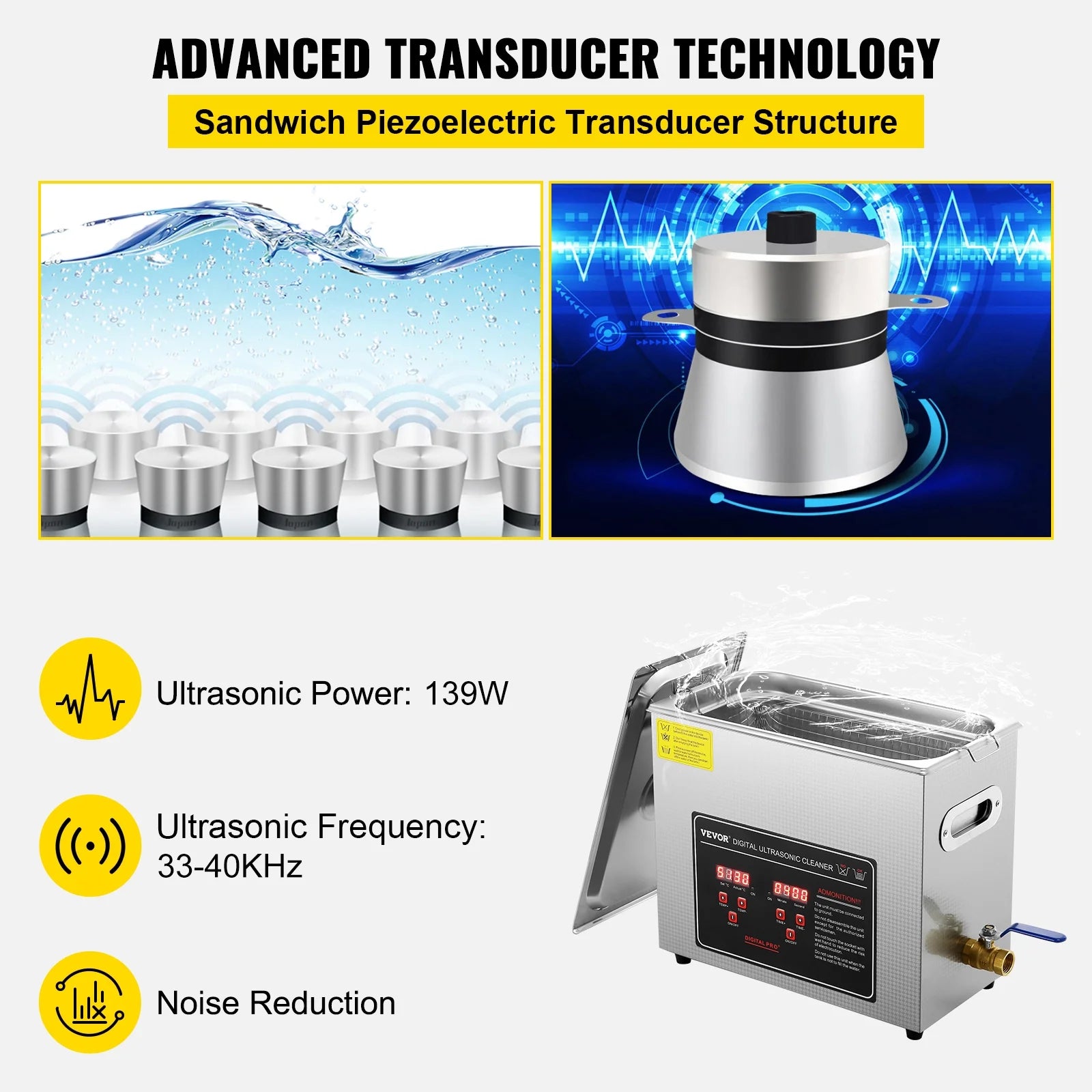 6L Ultrasonic Cleaner with Timer Heating Digital Sonic Cleaner Q288