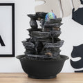 Indoor Resin Rockery Waterfall Tabletop Water Fountain with LED Light V1273
