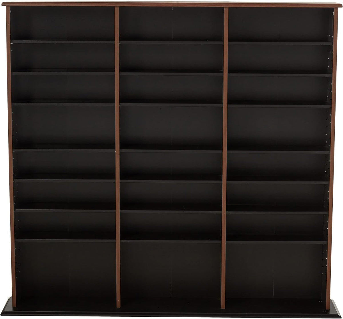 Triple Width Wall Storage Cabinet, Cherry and Black V4780