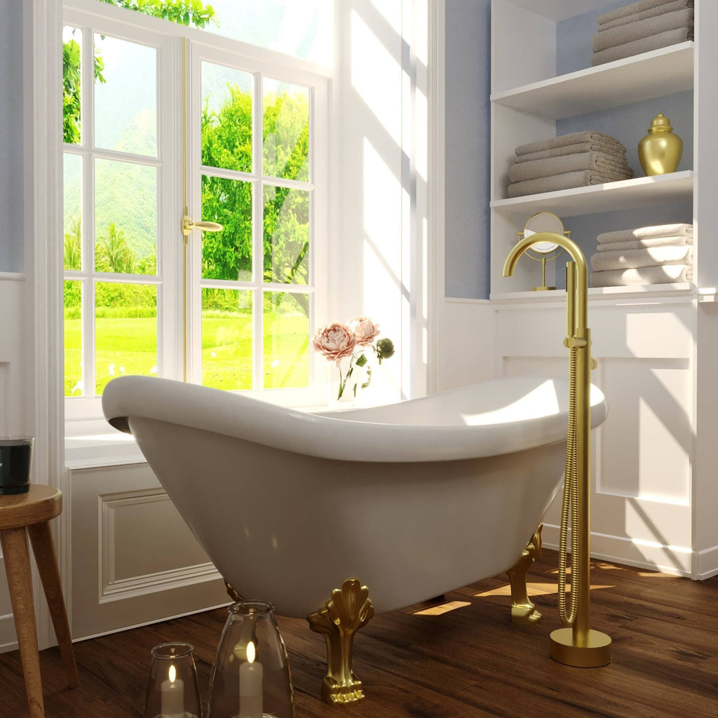 Brushed Nickel Single Handle Floor Mounted Freestanding Tub Filler K50065