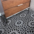 8x8 Handmade Cement Grey Black Tile D342