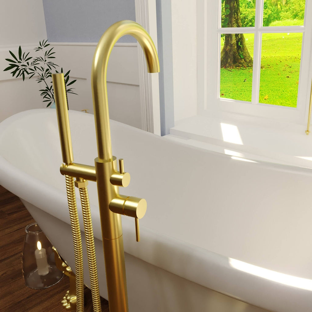 Brushed Nickel Single Handle Floor Mounted Freestanding Tub Filler K50065