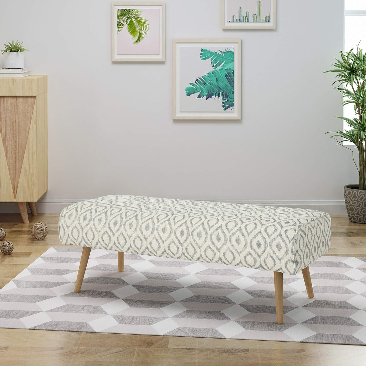 Charcoal Fabric Ottoman Q894
