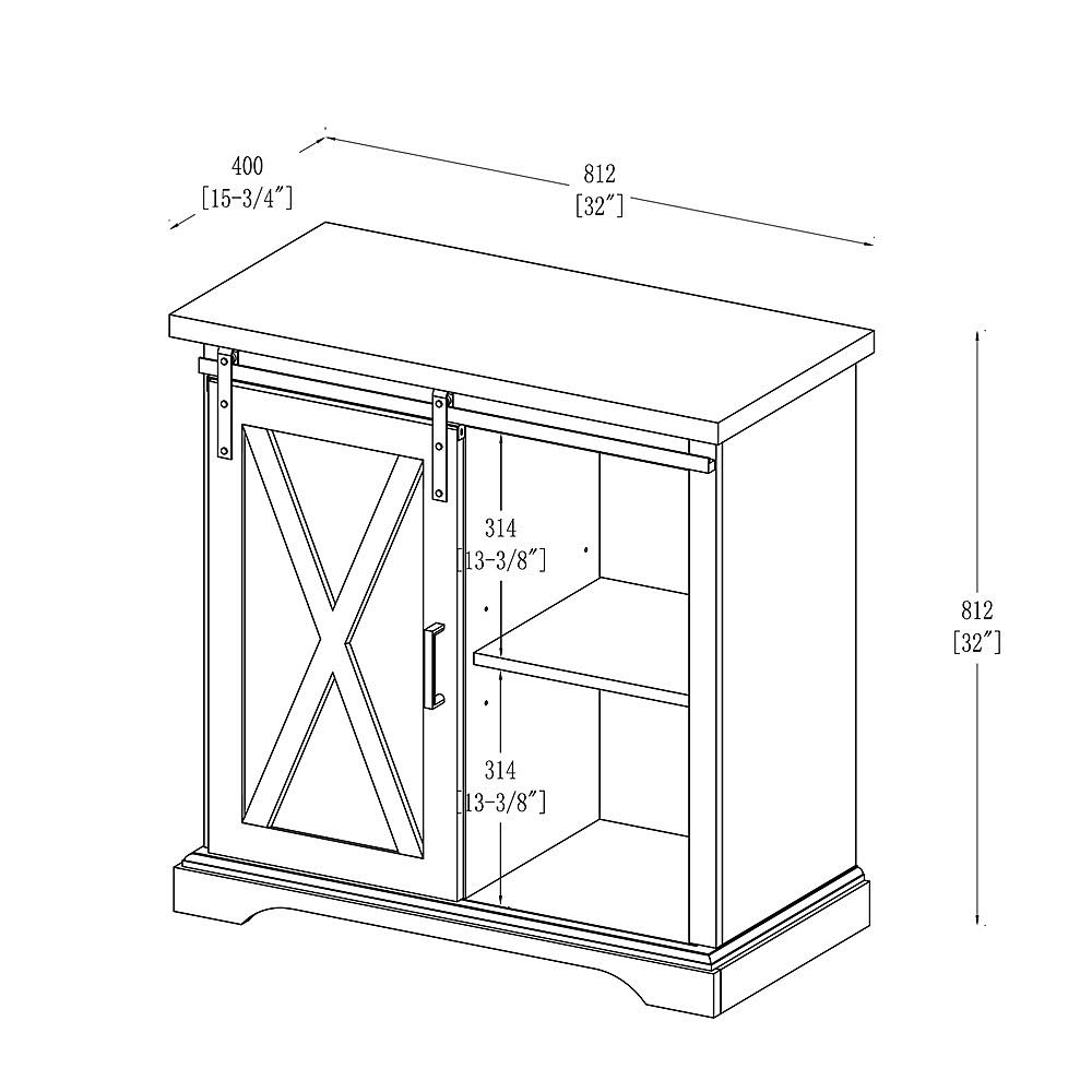 White Oak Sliding Door Buffet Cabinet F3991