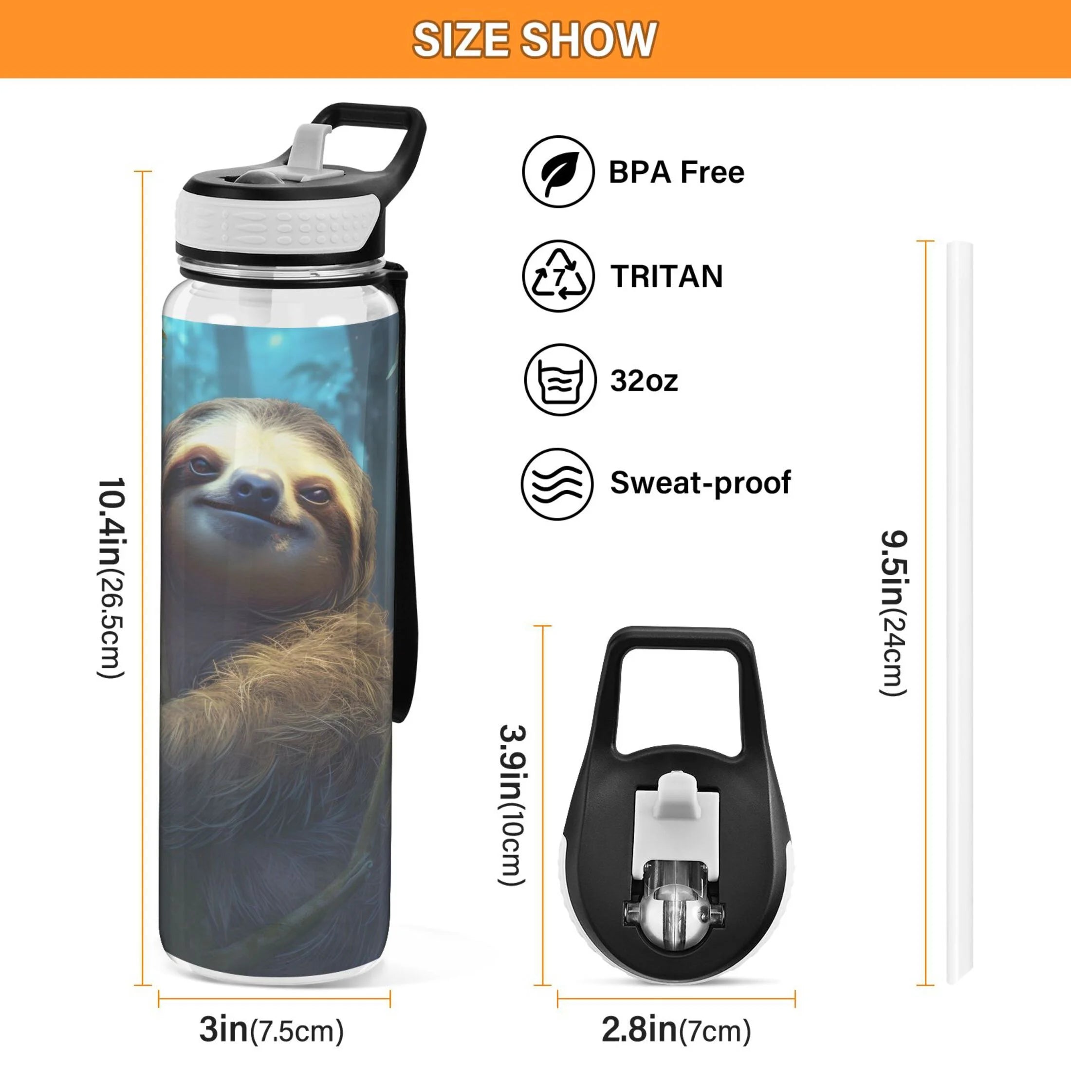 32oz Tritan Leakproof Clear Water Bottle with Straw J88136