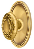 Solid Brass Passage Door Knob Set with Oval Rosette P507185