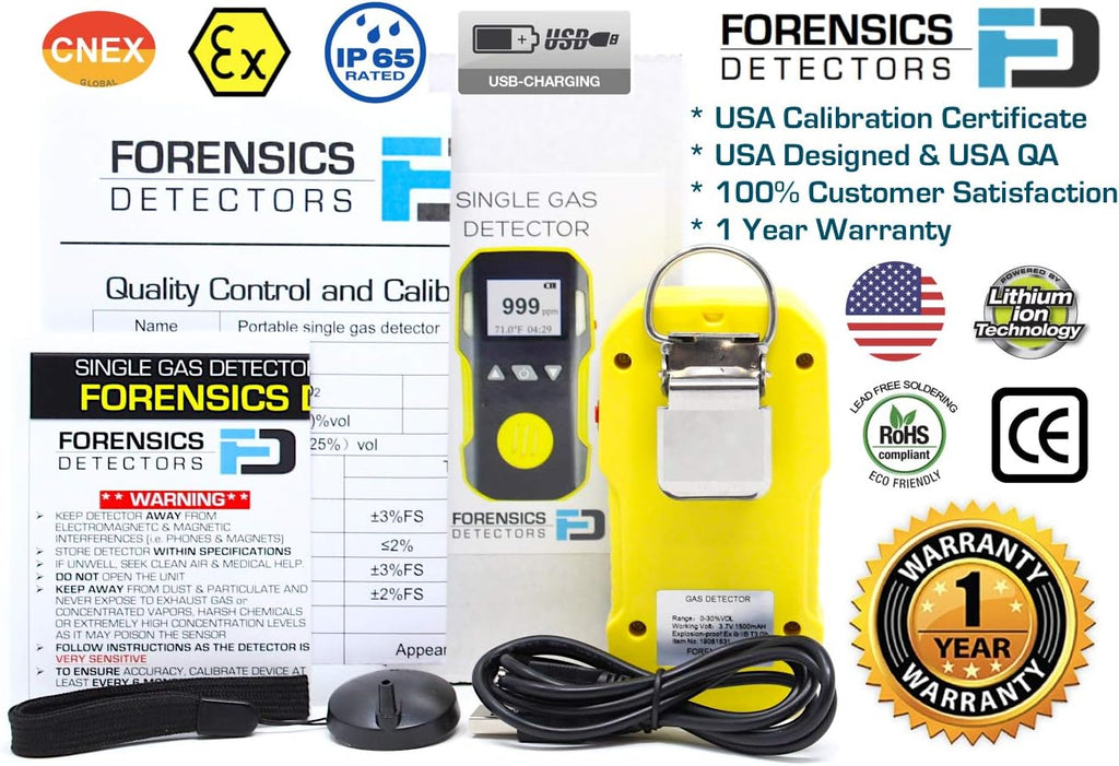 Oxygen Detector with USB Recharge and Sound Light Vibration Alarms A624881