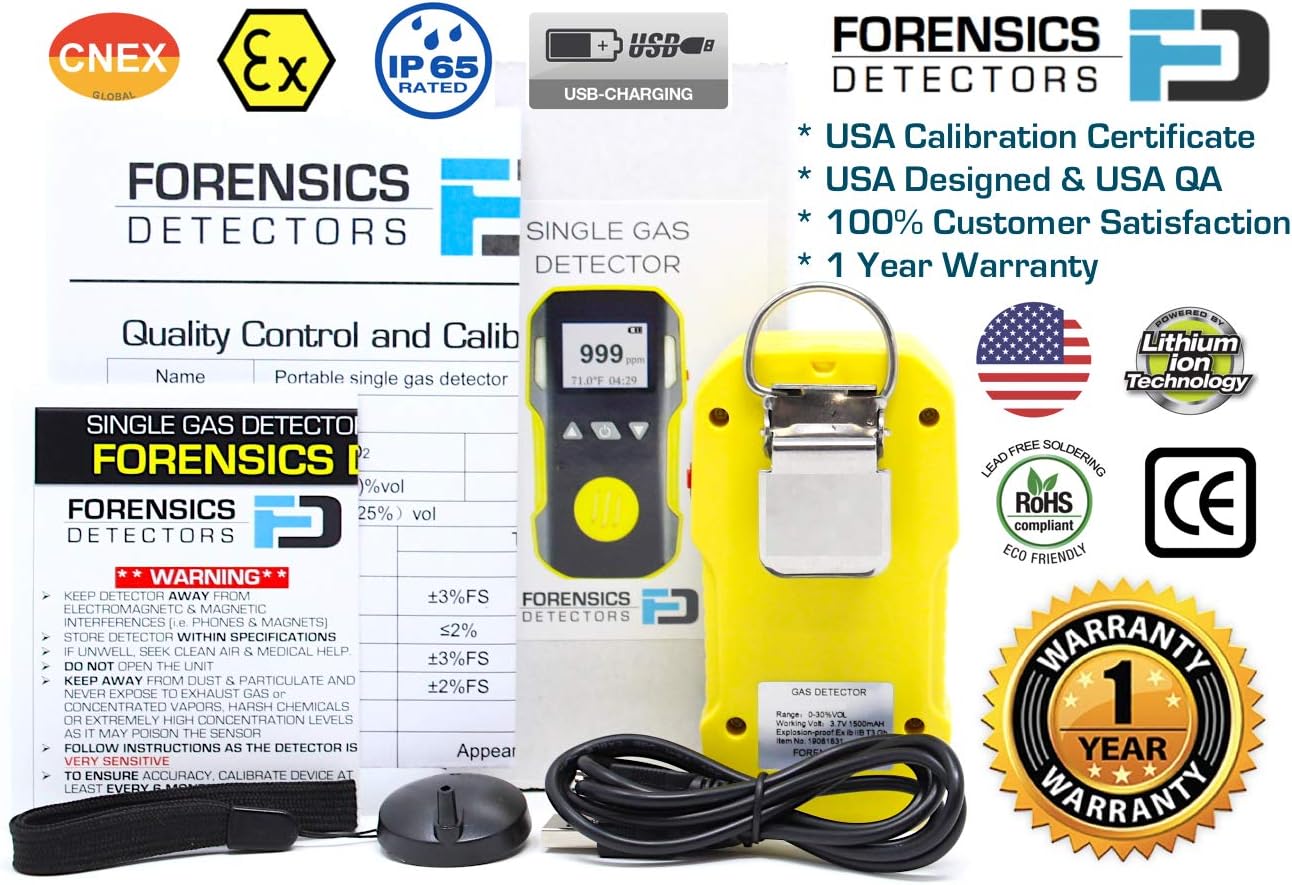 Oxygen Detector with USB Recharge and Sound Light Vibration Alarms A624881