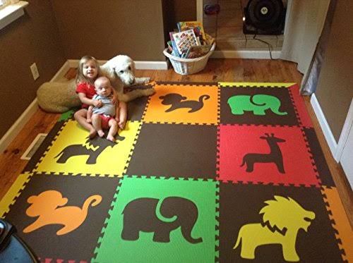Red, Yellow, Orange, Lime & Brown Interlocking Foam Play Mat Y592348