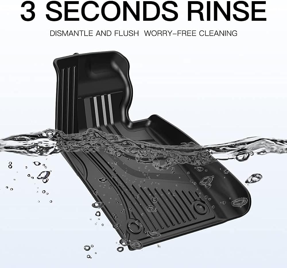 Heavy Duty TPE All Weather Car Floor Mats, 1st & 2nd Row Full Set Rubber Floor Liners G588837