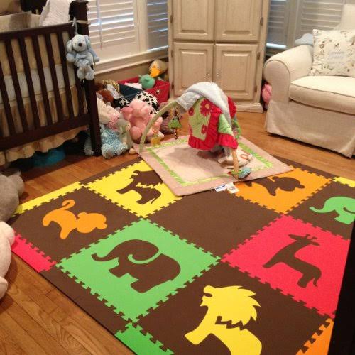 Red, Yellow, Orange, Lime & Brown Interlocking Foam Play Mat Y592348
