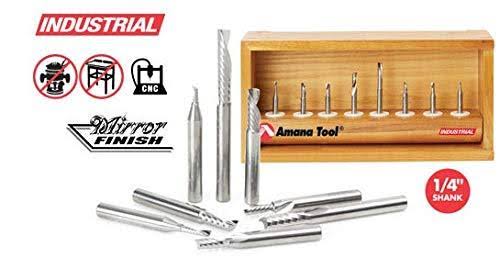 8-Pc Solid Carbide Spiral CNC Router Bit Collection, 1/4 inch Shank P2203