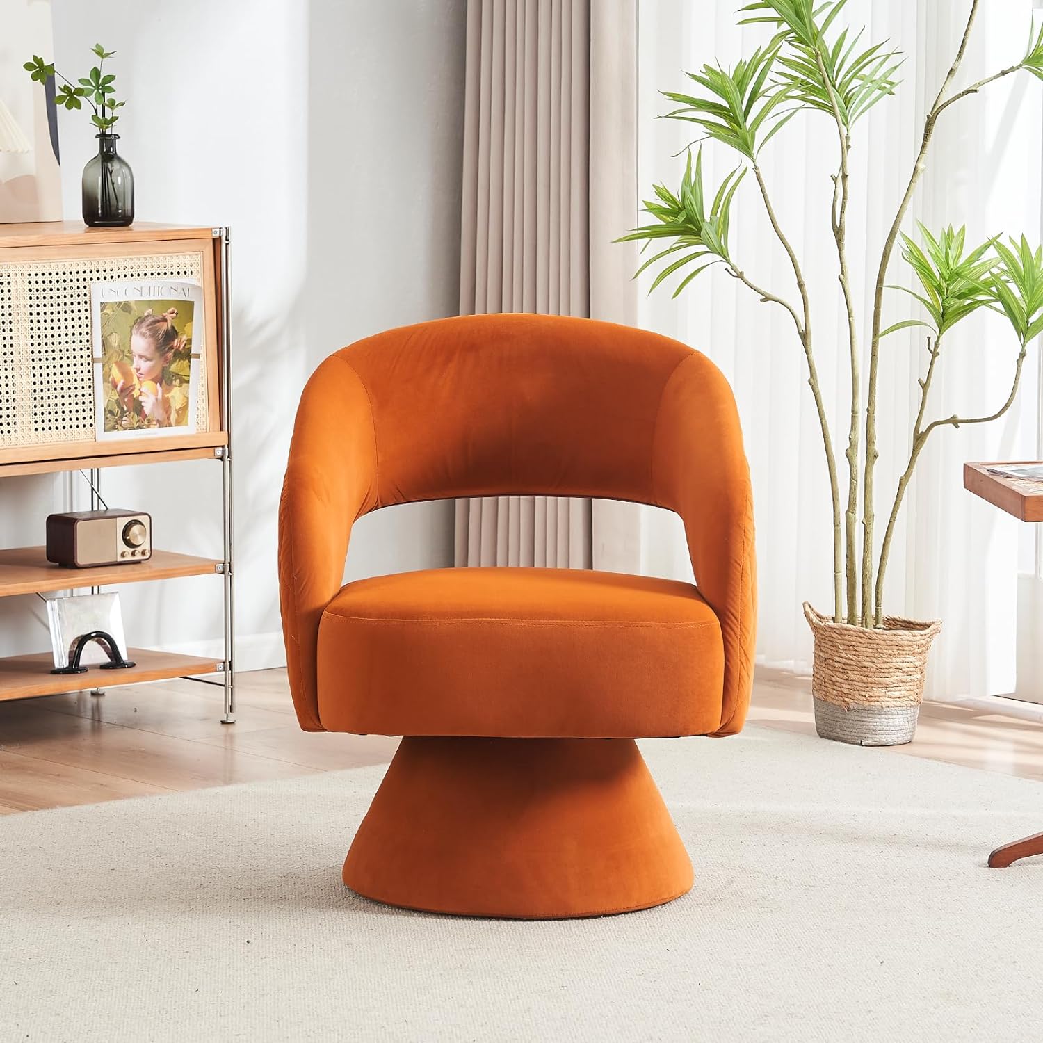 Green Velvet Swivel Barrel Chair N3914