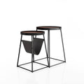 2-Piece Walnut and Matte Black Nesting Table B879