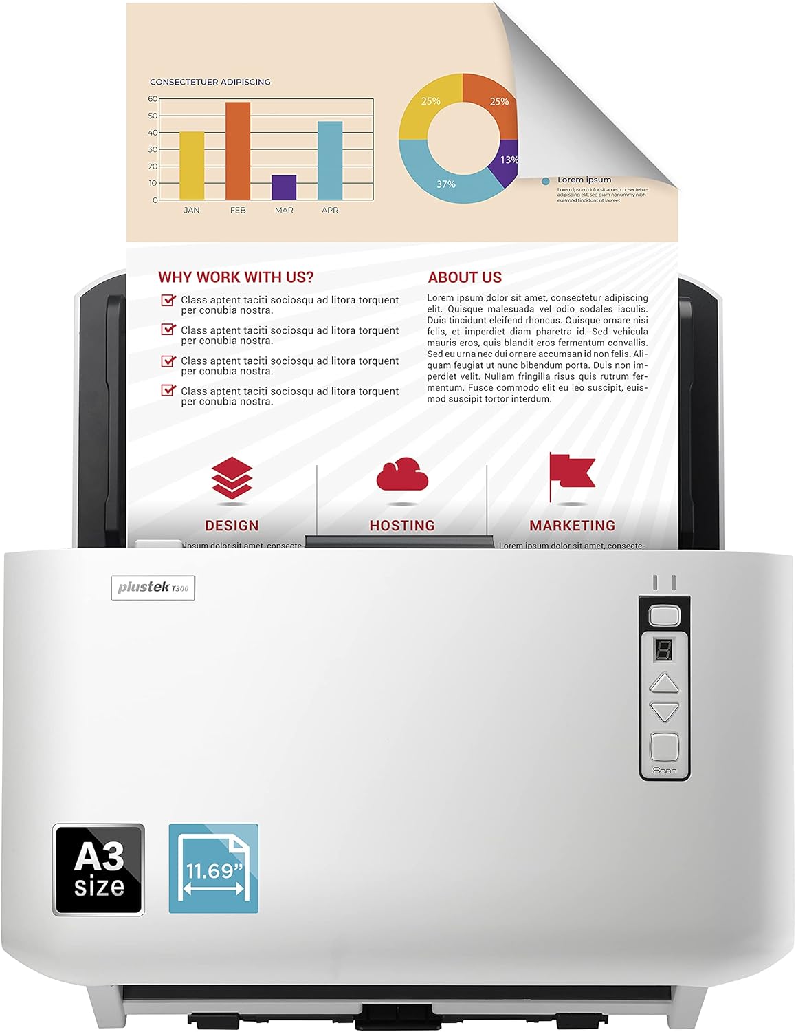A3 Large Format Duplex Document Scanner with 100 Sheet Automatic Document Feeder Y2561