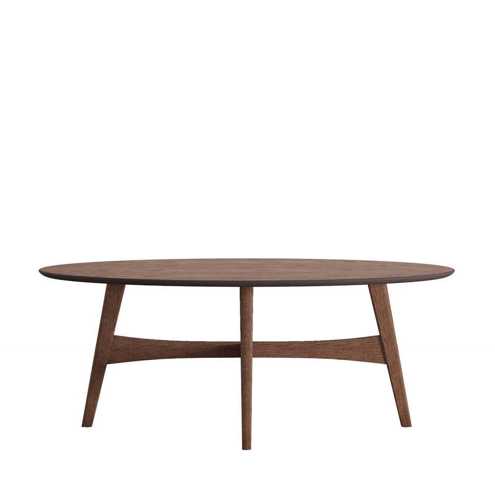 Brown Walnut Large Oval Wood Coffee Table K457