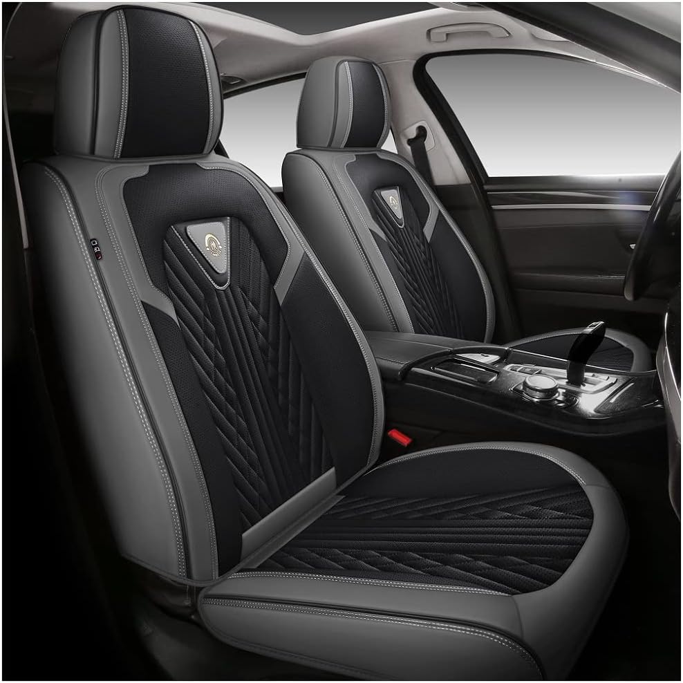 Black PU Leather Car Seat Covers 5 Seats Full Set F290