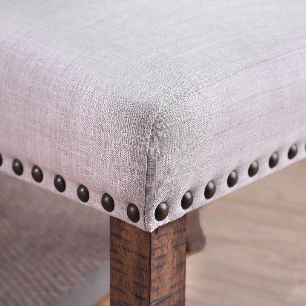 Rustic Tufted Counter Chairs (Set of 2) Light Grey/Brown X791