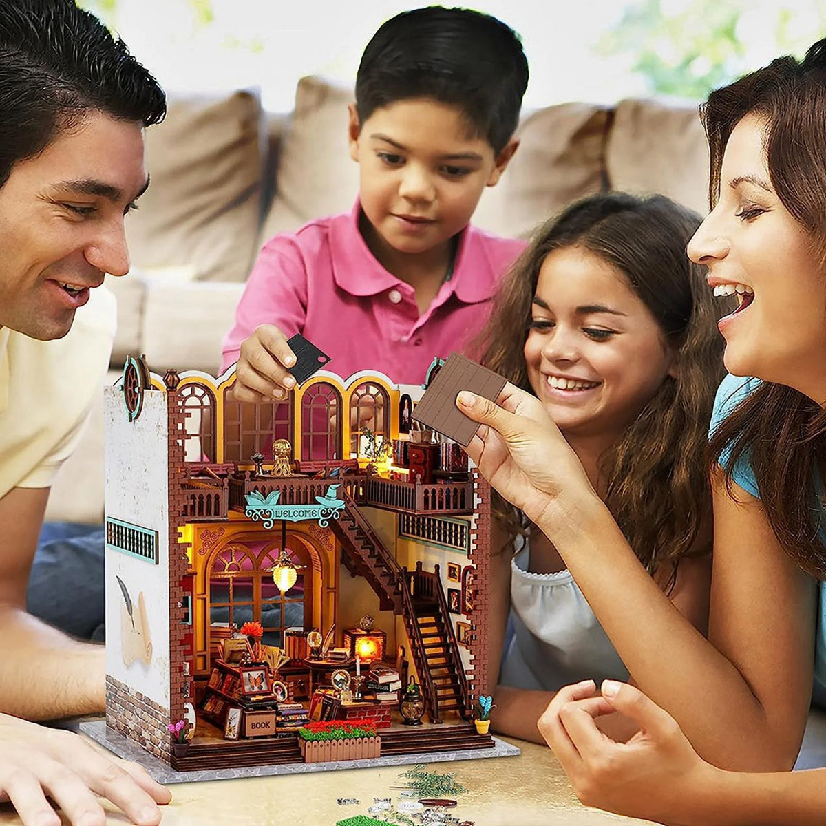 DIY Miniature Wooden Doll House Kit with Furniture and LED Decor C79909