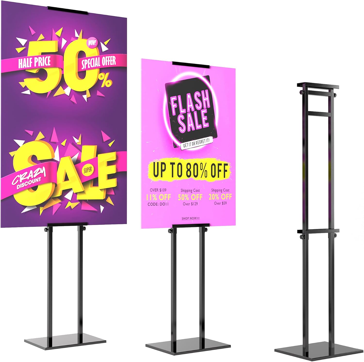 Adjustable Double-Sided Poster Stand with Base, Pack of 2 C47556