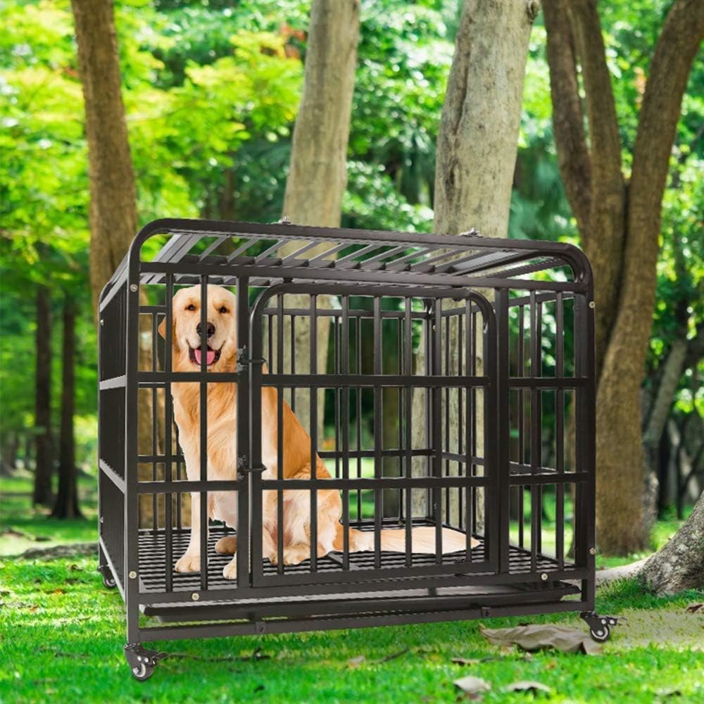 Heavy Duty Metal Dog Crate with Four Wheels, 38 inches C2183
