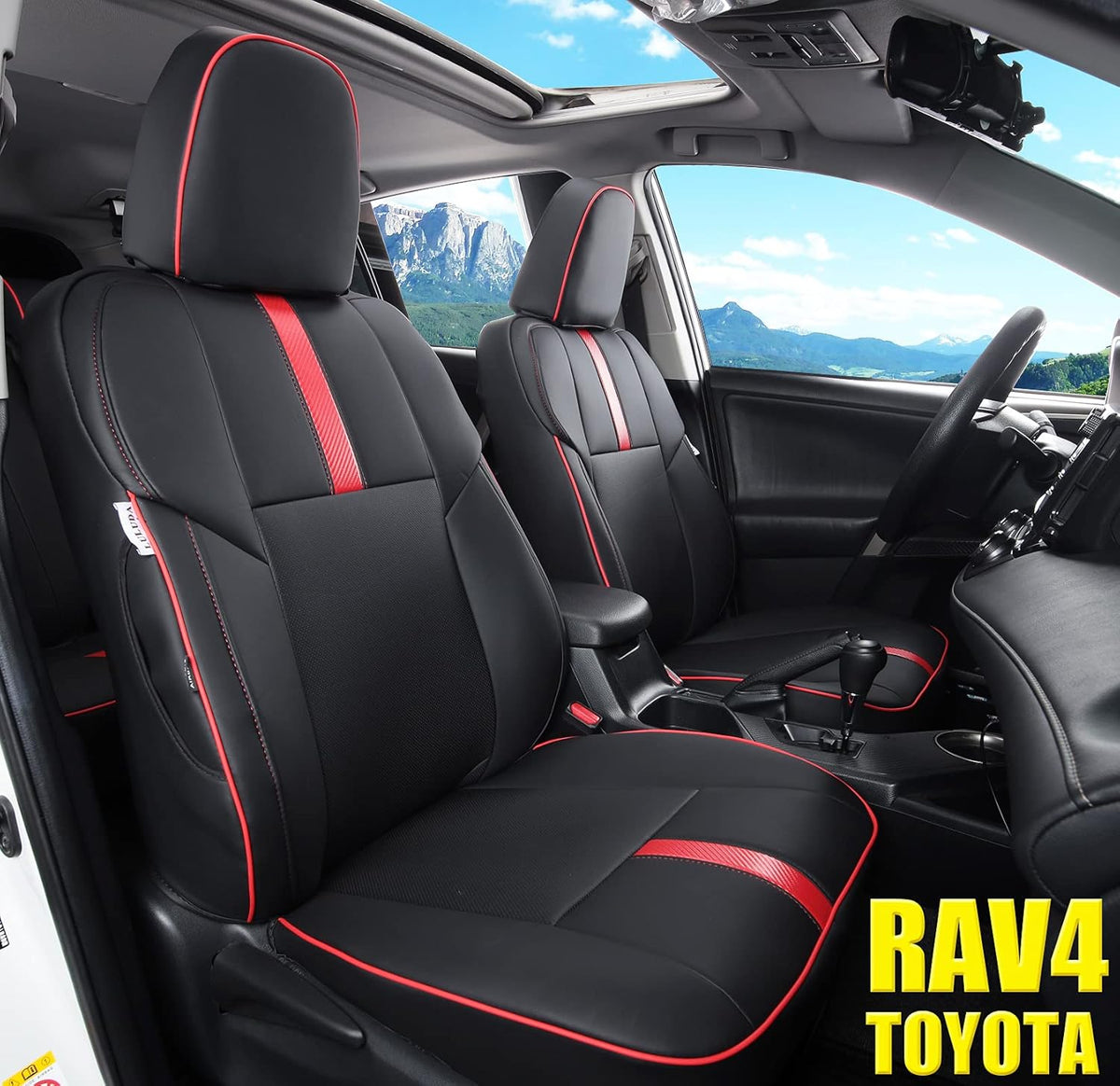 Black Waterproof Faux Leather Car Seat Covers Full Set N689201