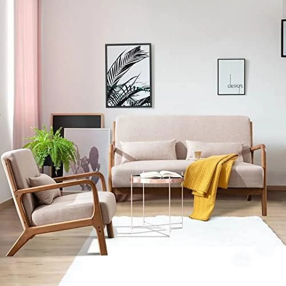 50" 2-Seater Loveseat Sofa with Wood Frame and 2 Waist Cushions X461498