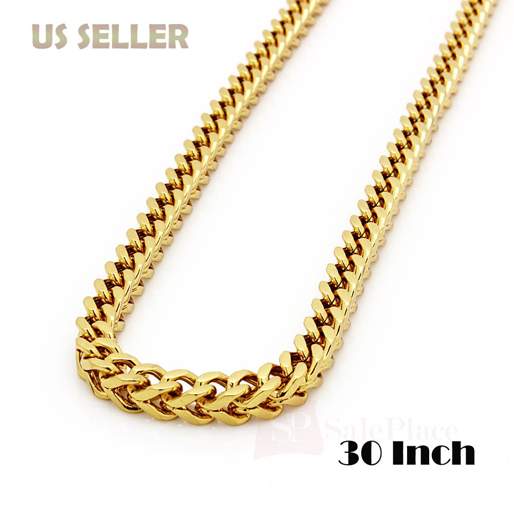 Gold Stainless Steel Franco Cuban Box Chain Necklace S303418