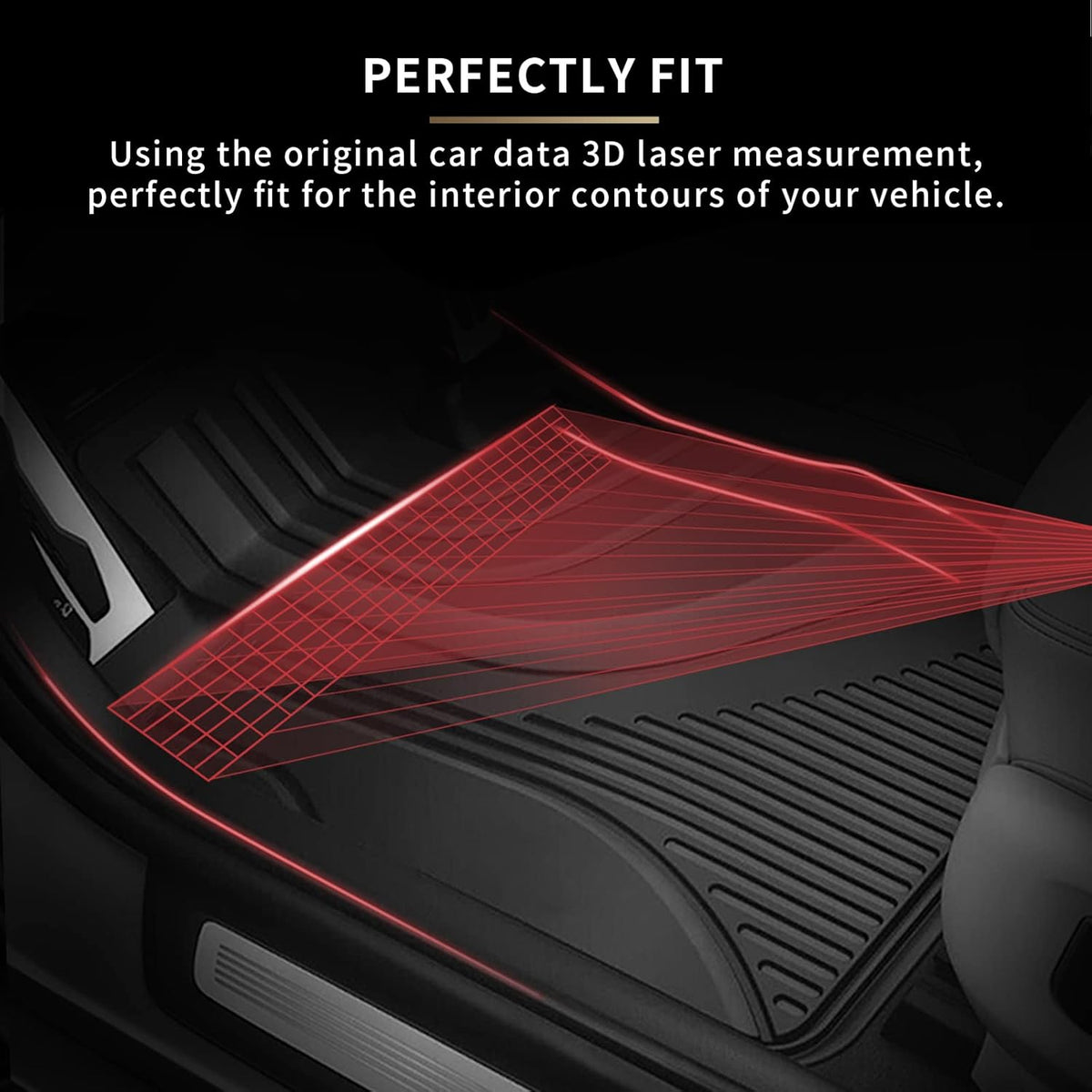 Heavy Duty TPE All Weather Car Floor Mats, 1st & 2nd Row Full Set Rubber Floor Liners G588837