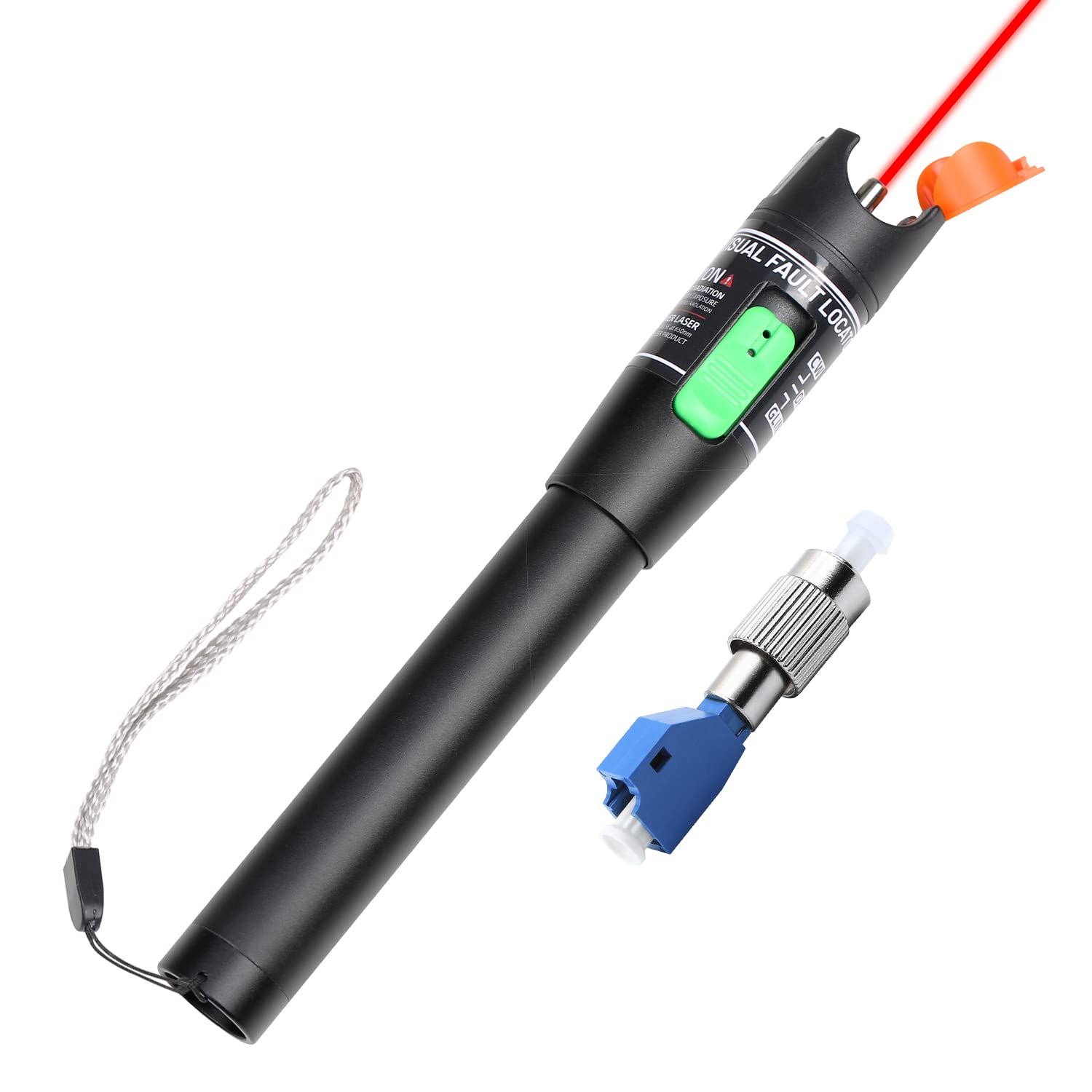 Visual Fault Locator, 30mW Optic Fiber Cable Tester with FC Male to LC Female Adapter, Pack of 2 T740