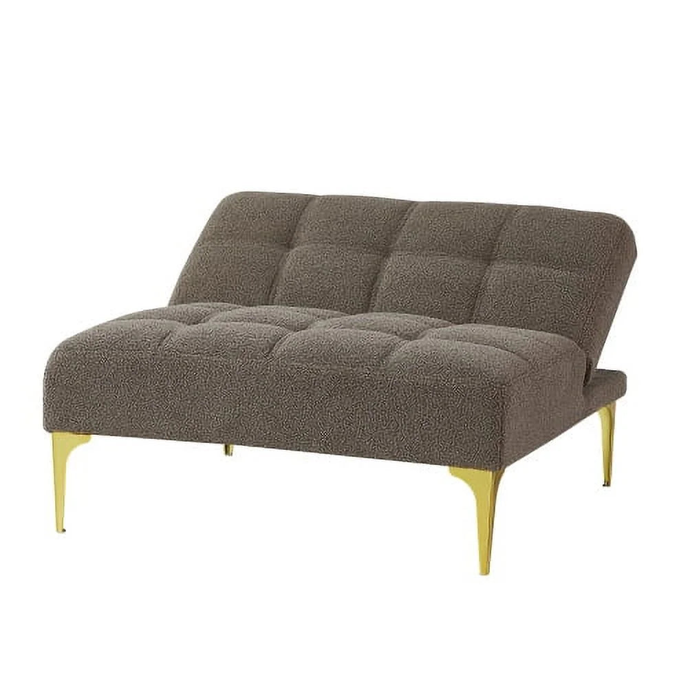 Gold Teddy Fabric Convertible Sofa Bed with Metal Legs A466
