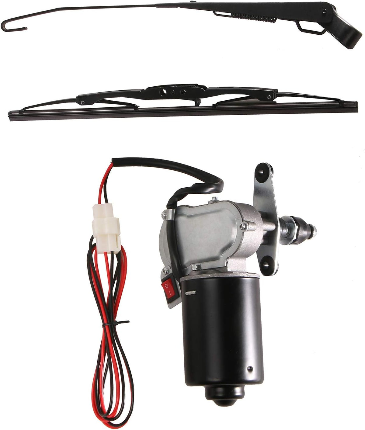 12V Universal Electric Windshield Wiper Motor Kit for UTV ATV Windshields, 17.7" Arm, 17.7" Blade Pack of 2 T393915