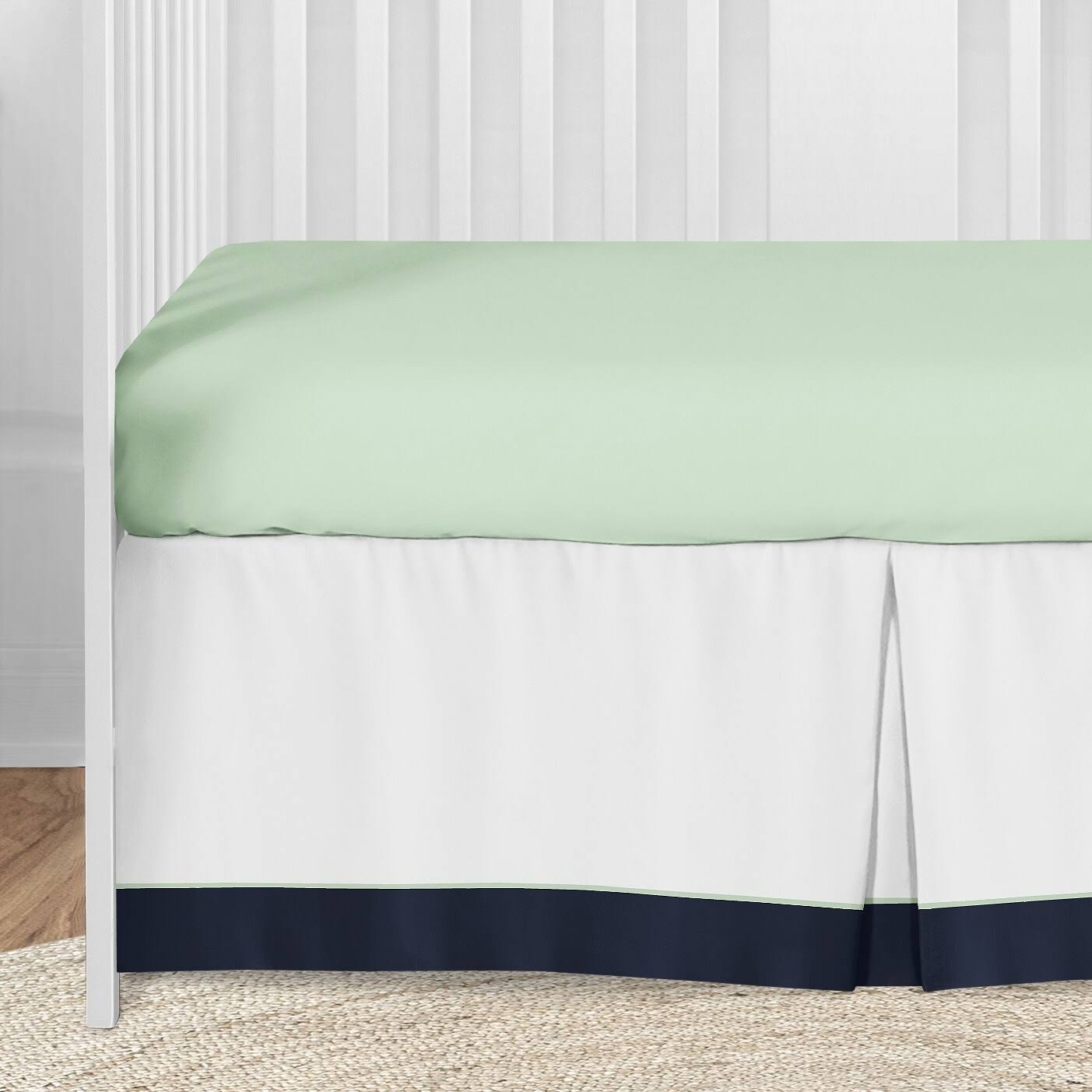 Navy Blue Mint and Grey 5 Pieces Crib Bedding Set I30225