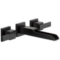 Matte Black Two Handle Wall Mount Bathroom Lavatory Sink Faucet with Channel Spout E25188