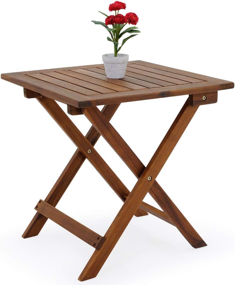 18x18 Inch Acacia Wood Folding Patio Side Table N78529