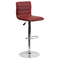 Burgundy Red and Silver Adjustable Swivel Barstool Y189822