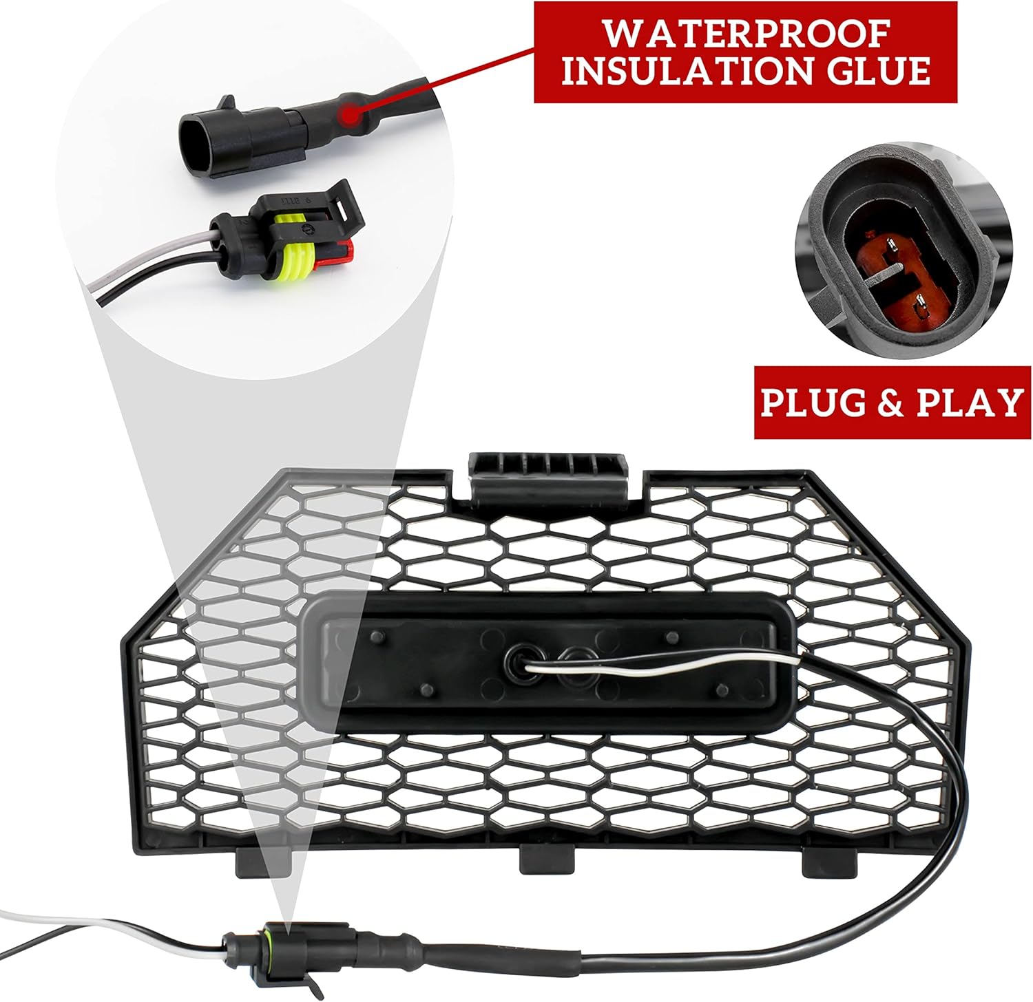 Front Grill Screen Radiator with LED Light Bar (1PCS) Pack of 2 P19816