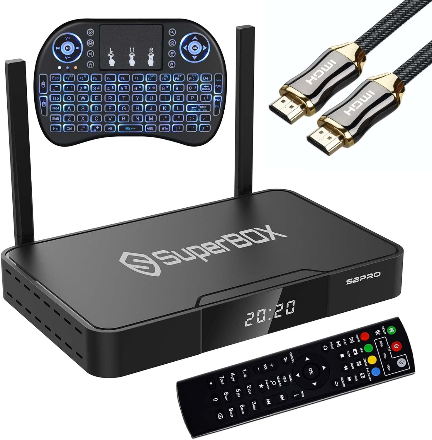 SuperBox S2 Pro with Backlit Mini Keyboard & 8K HDMI Cable (2GB RAM + 16GB ROM) J794