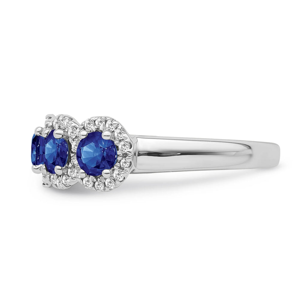 Sterling Silver Diamond and Blue Sapphire Halo Ring, Size 7 R797