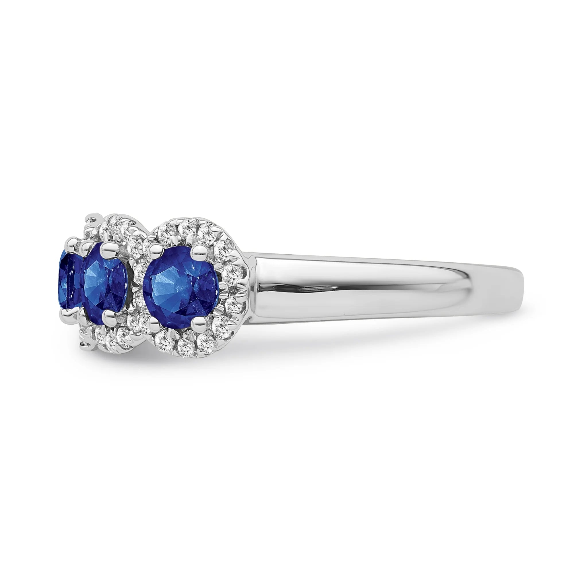 Sterling Silver Diamond and Blue Sapphire Halo Ring, Size 7 R797