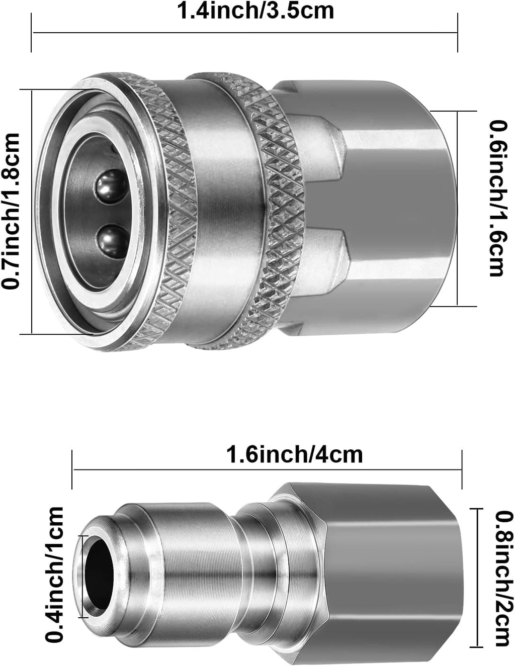 8 Sets NPT 3/8 Inch Stainless Steel Quick Hose Connector Fittings E425704