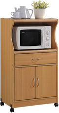 Grey-Oak Microwave Cart with One Drawer, Two Doors, and Shelf J86356